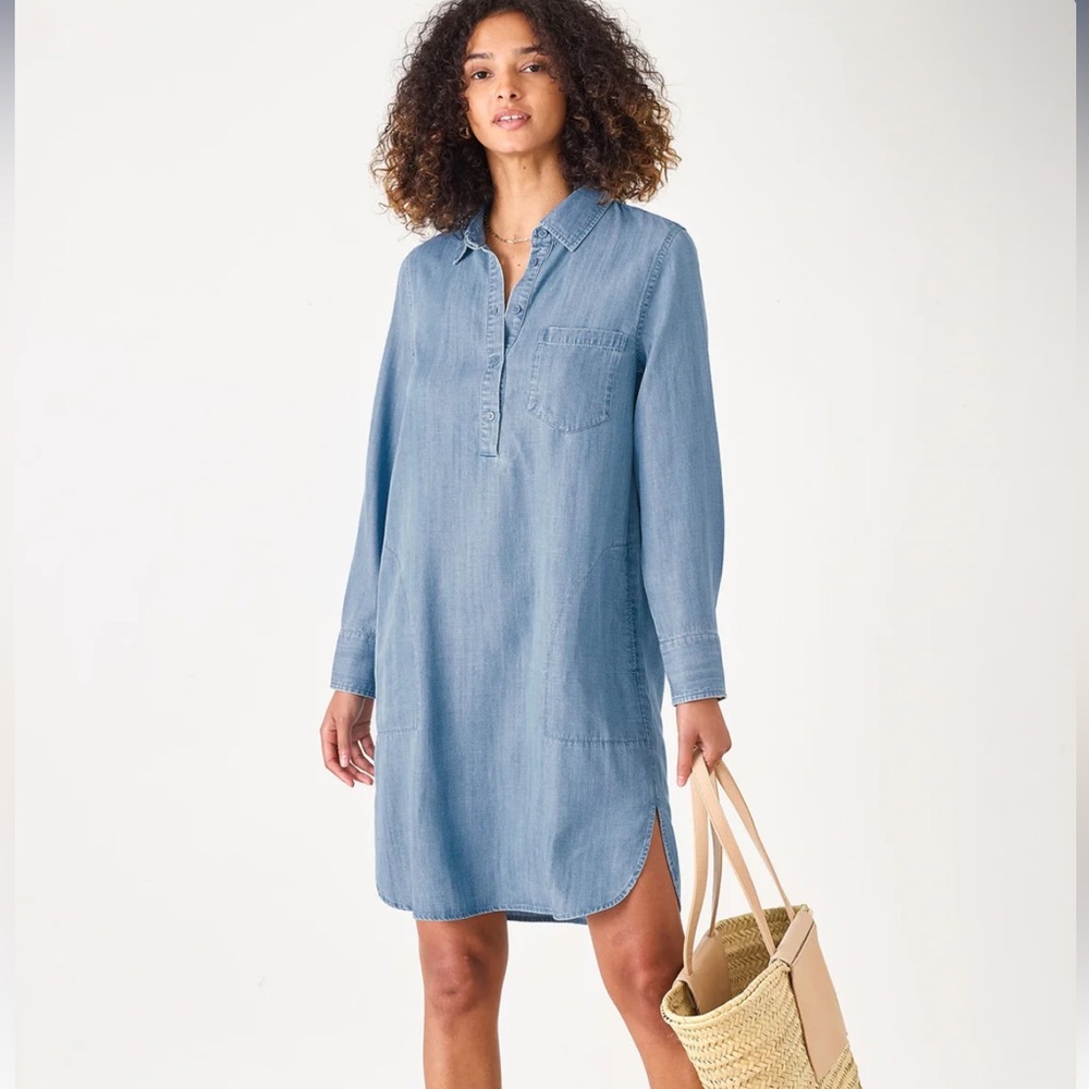 Mersea Chambray Convertible Collar Dress